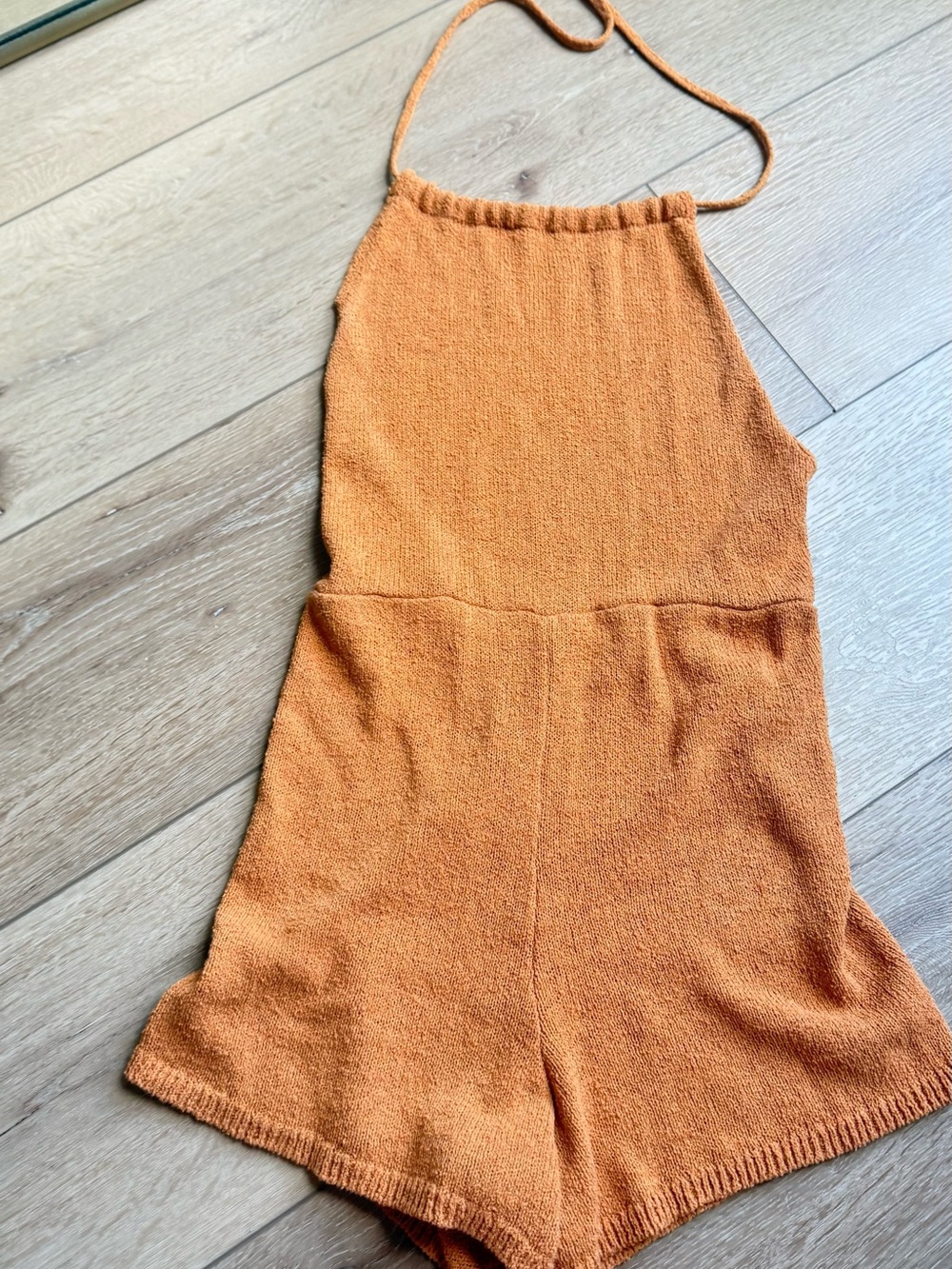 Free People Orange Knit Halter Romper